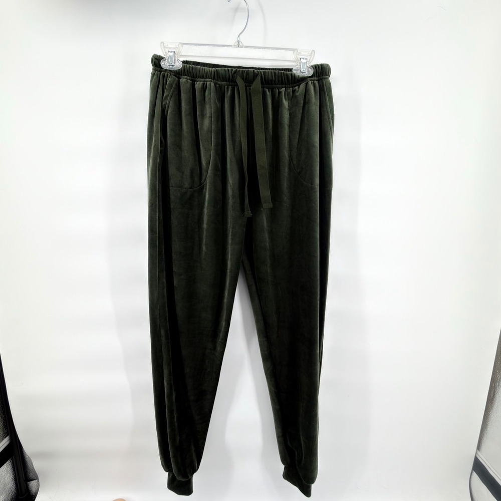 Pink Laundry Velour Jogger Pants Womens Size Small S Green Velvet Lounge Elastic